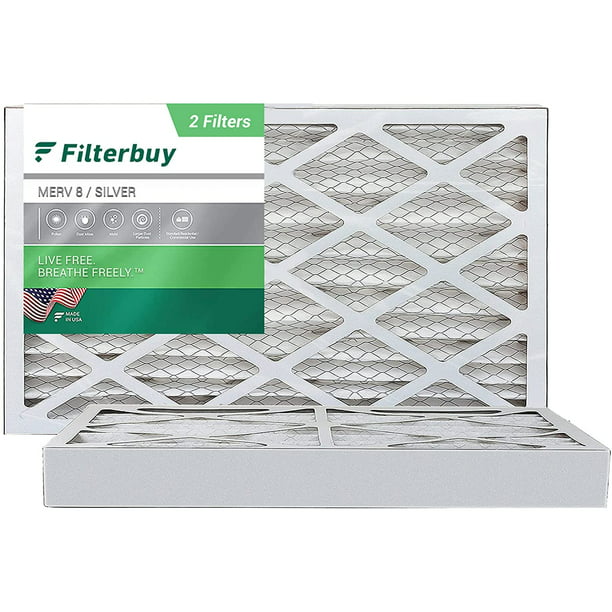 Filterbuy 16x25x4 Air Filter MERV 8 4-Pack, Silver Pleated HVAC AC Furnace Filters 